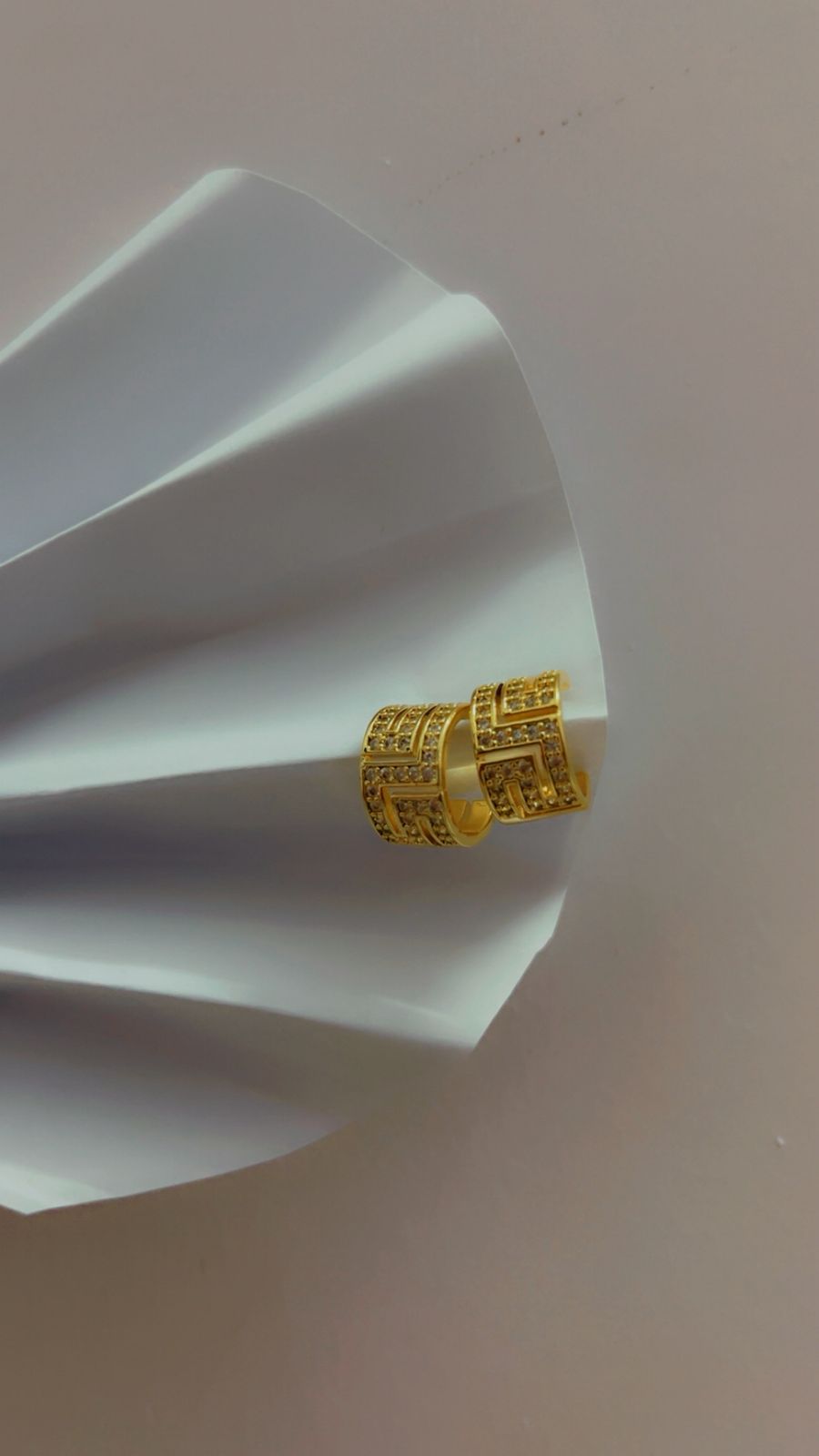18 Karat Gold Plated Diamond-Pattern Hoop Earrings