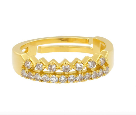 18 Karat Gold Plated Sparkling Double-Row Ring
