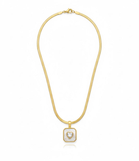 Mother-of-Pearl Heart Pendant Necklace