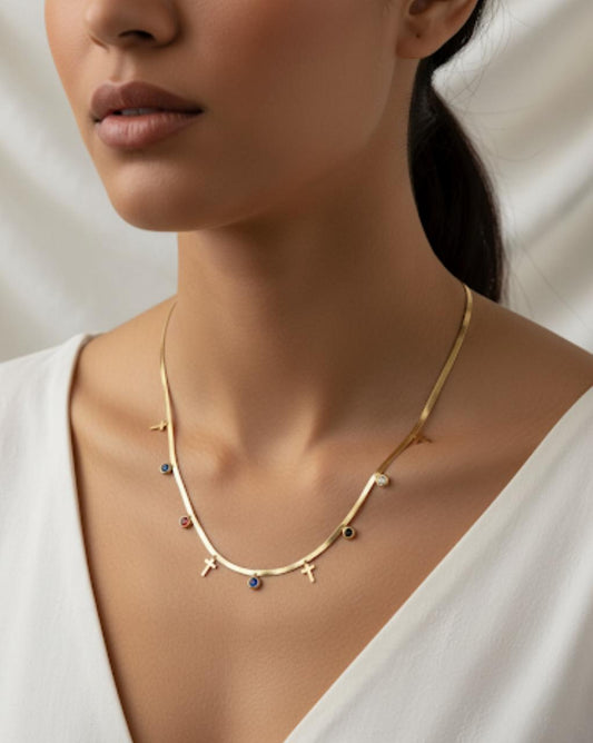 Multi-Charm Snake Chain Necklace