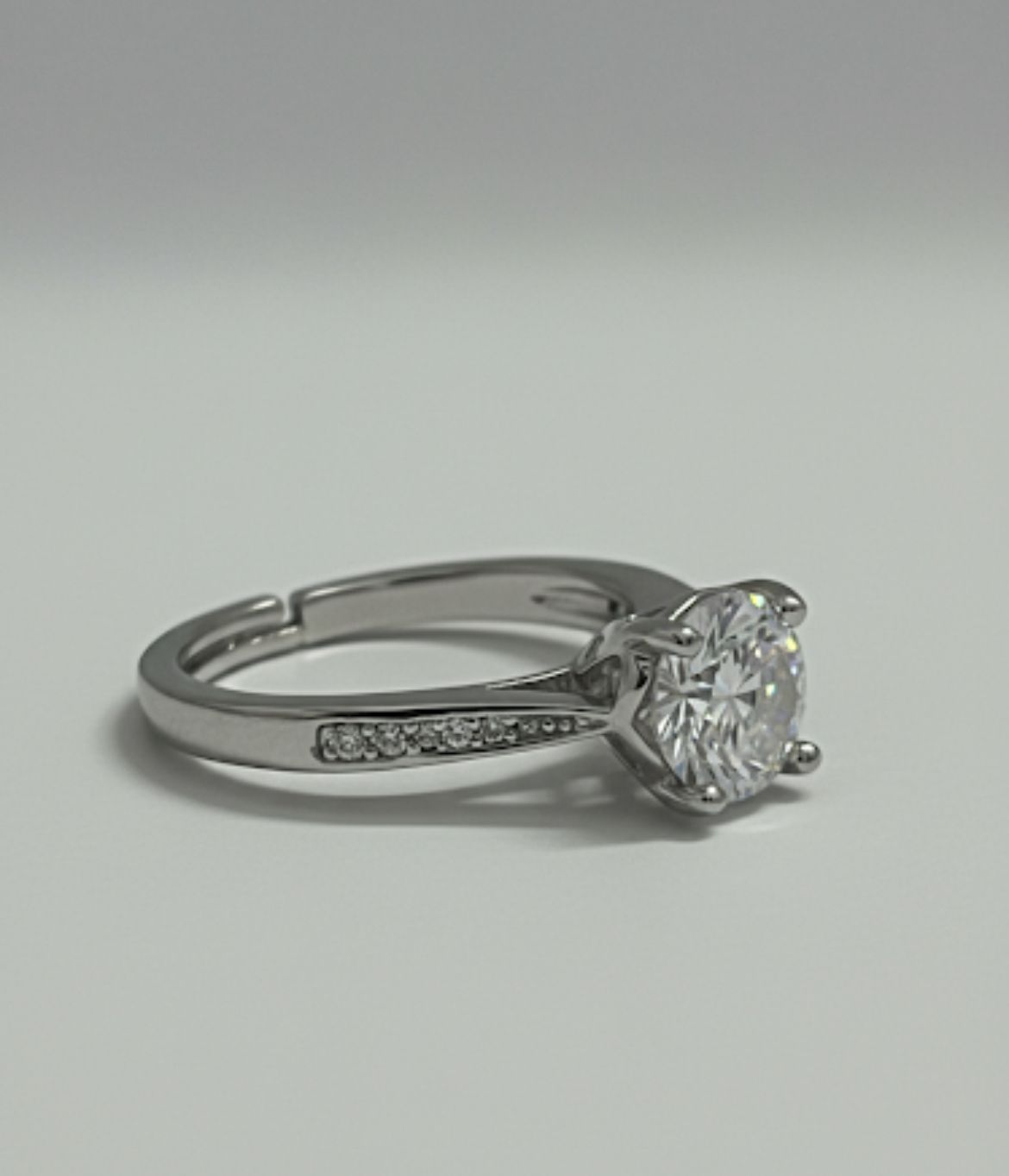 Sterling Silver Plated Round Solitaire Engagement/Eternity Ring