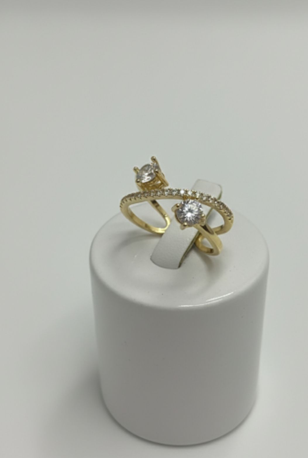 Dual Crystal Crossover Adjustable Ring