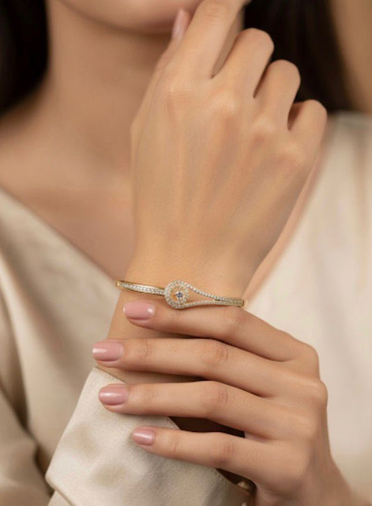 Pave Bypass Solitaire Bangle