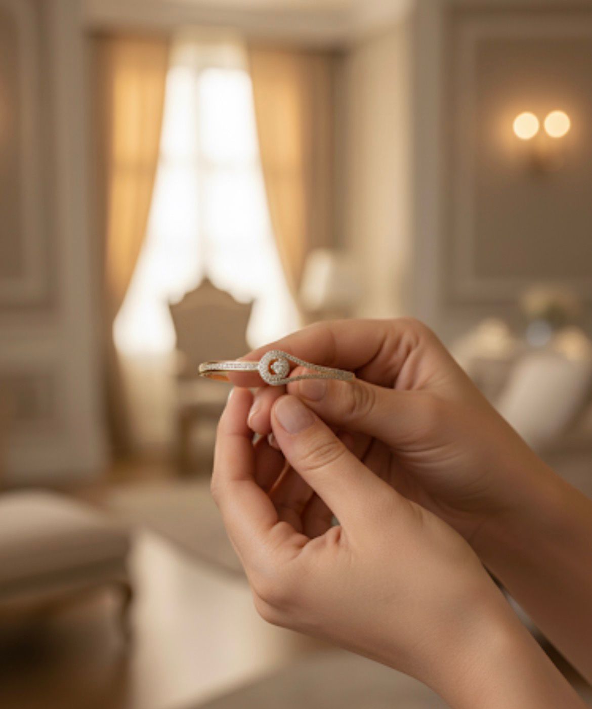 Pave Bypass Solitaire Bangle