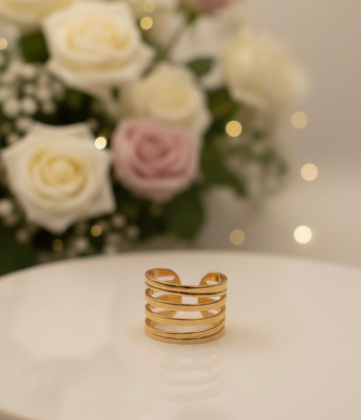 Crystal Studded Adjustable Round Finger Ring