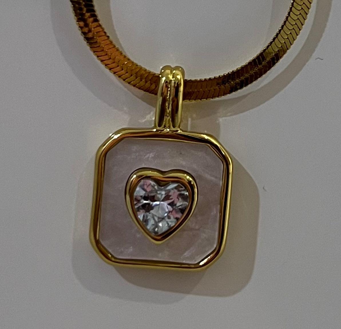 Mother-of-Pearl Heart Pendant Necklace