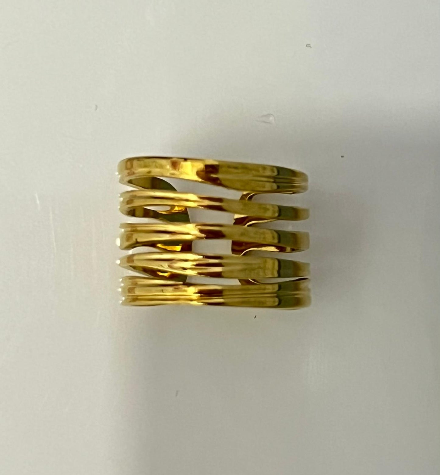 (COMBO) Sculptural Multi-Band Cuff Bracelet + Adjustable Ring Set