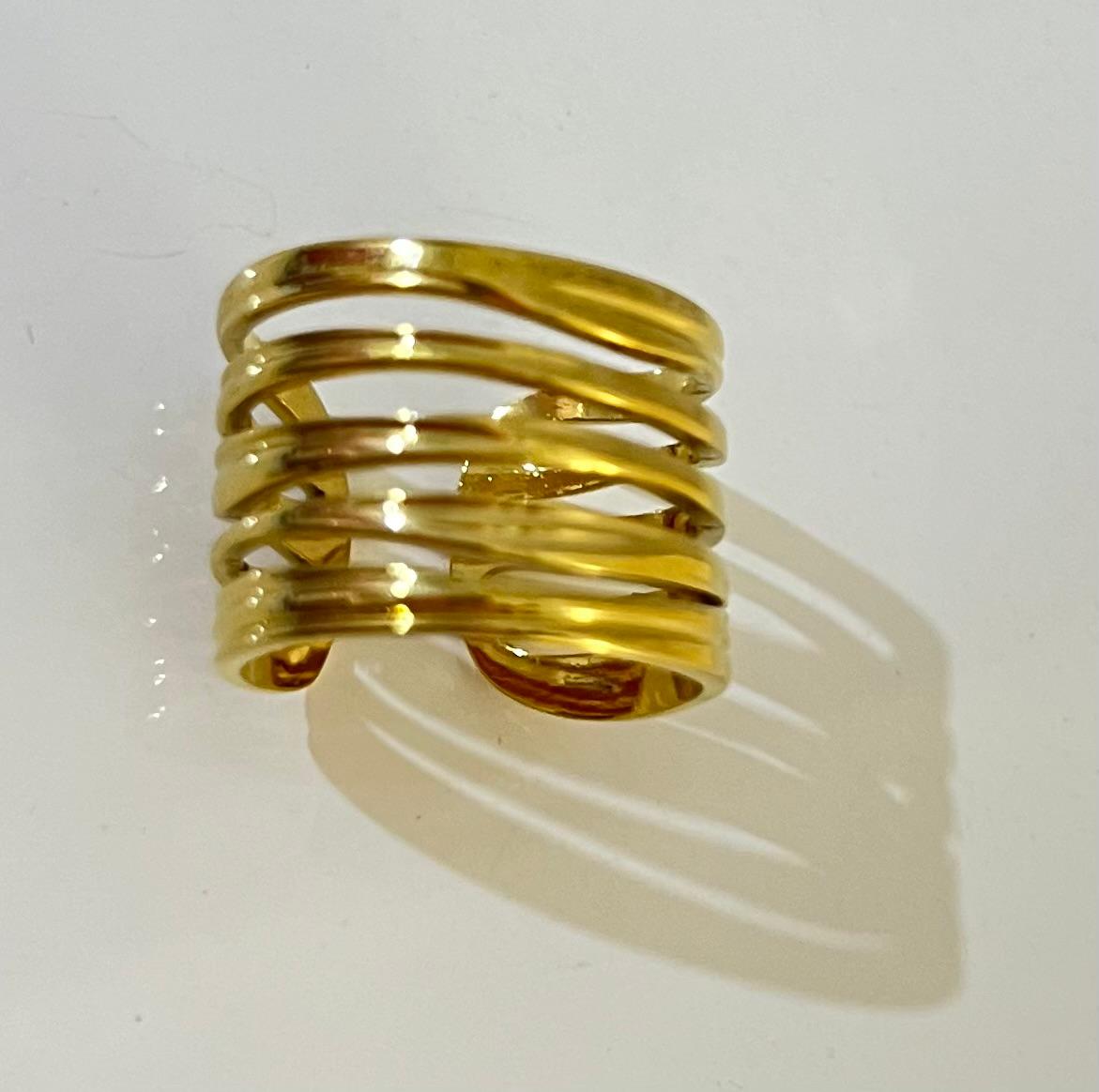 (COMBO) Sculptural Multi-Band Cuff Bracelet + Adjustable Ring Set