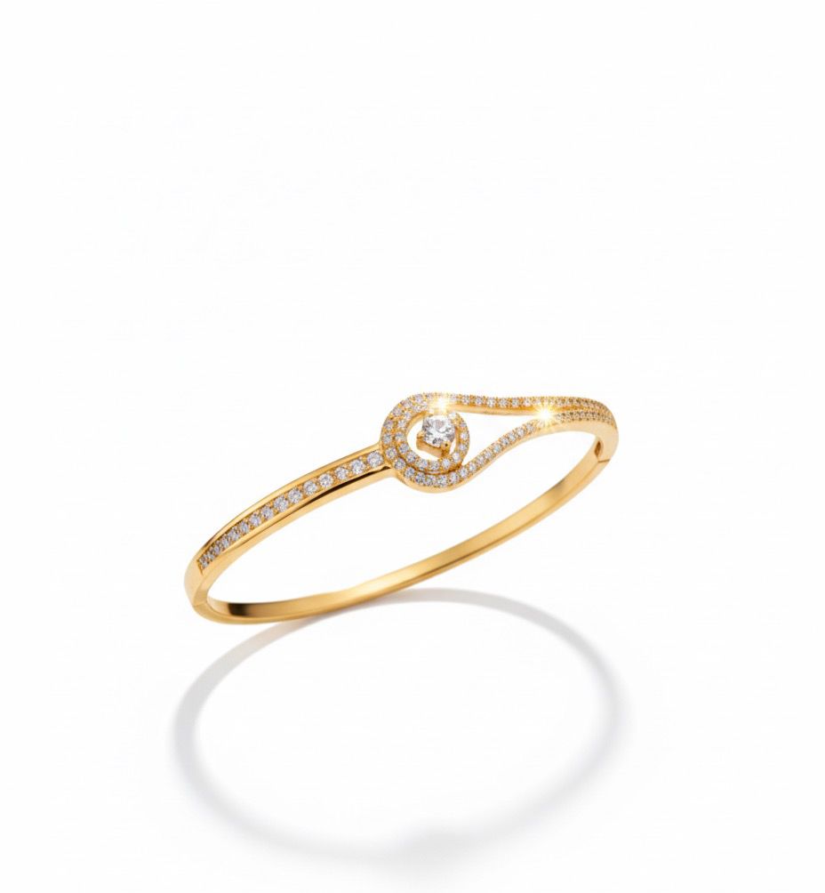 Pave Bypass Solitaire Bangle
