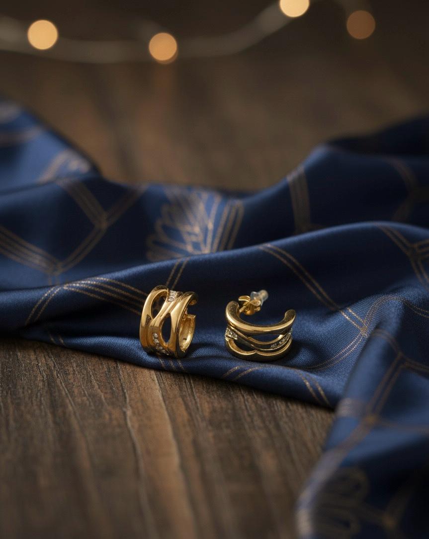 Gilded Ripple Sparkle Hoops