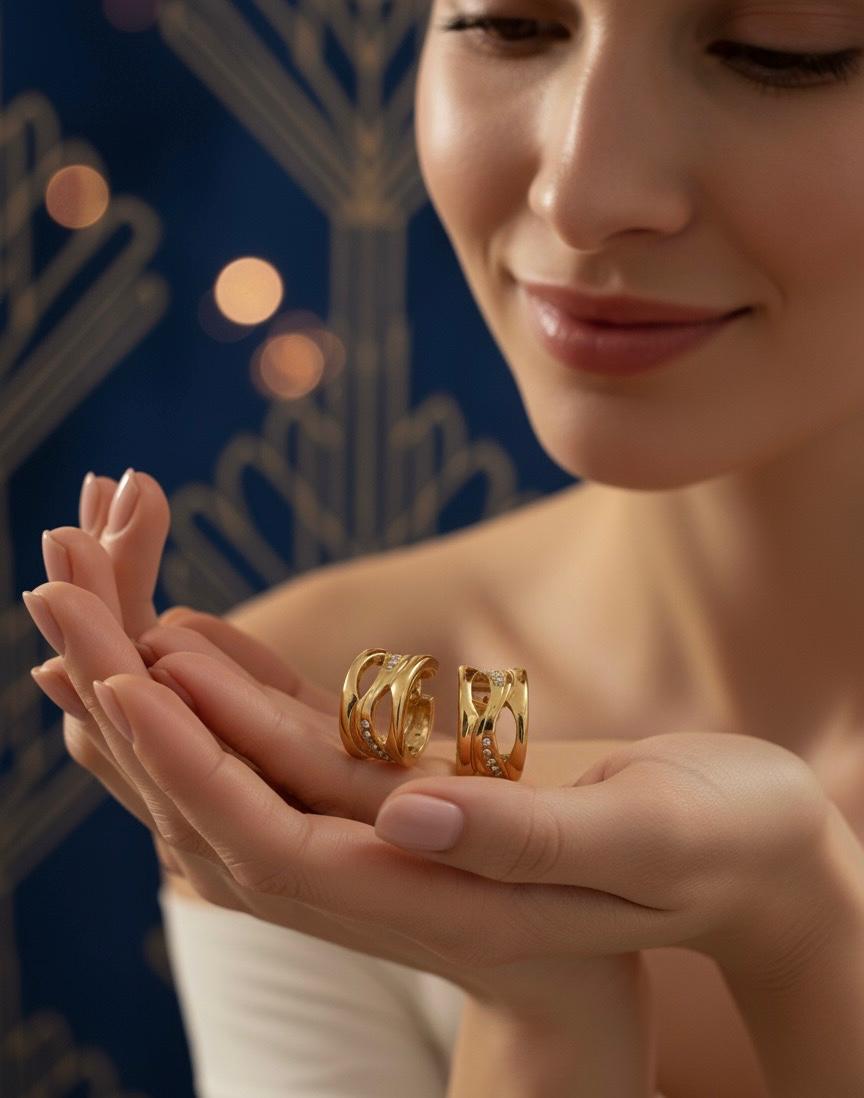 Gilded Ripple Sparkle Hoops