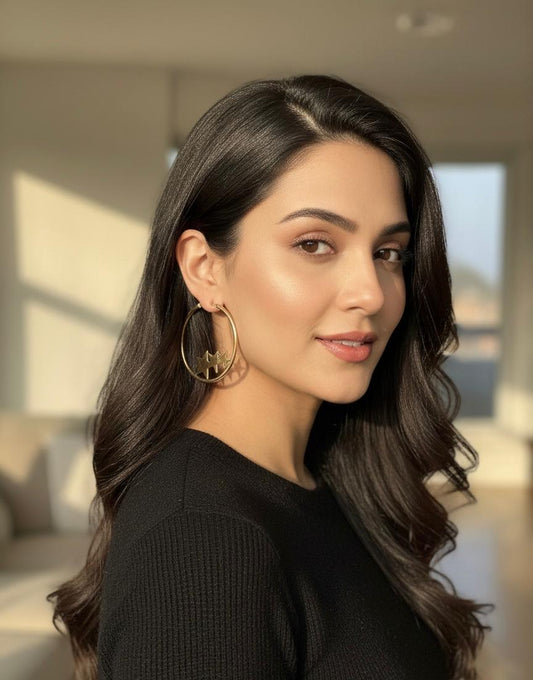 Triple Star Circle Earrings