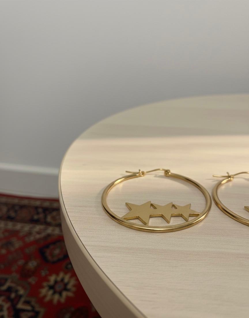 Triple Star Circle Earrings