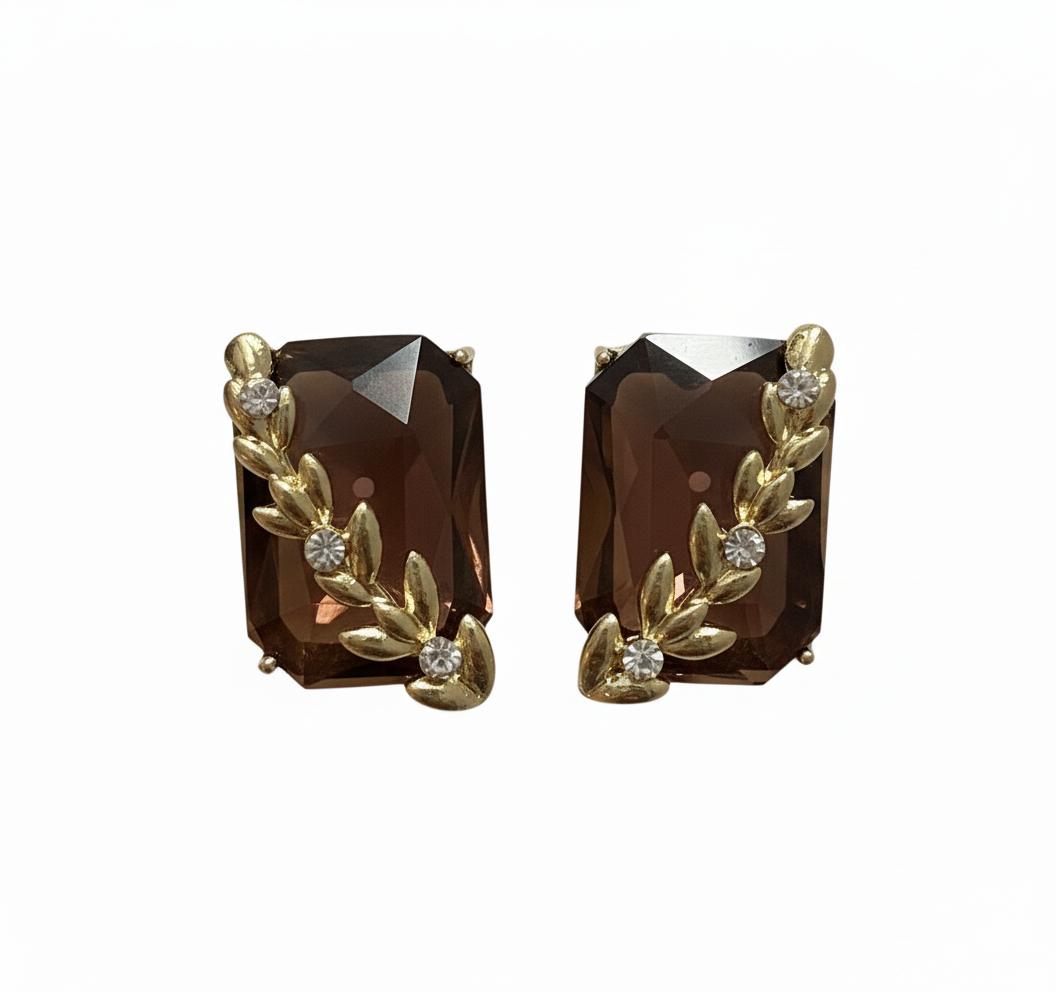 Elegant rectangular royal blue crystal stud earrings