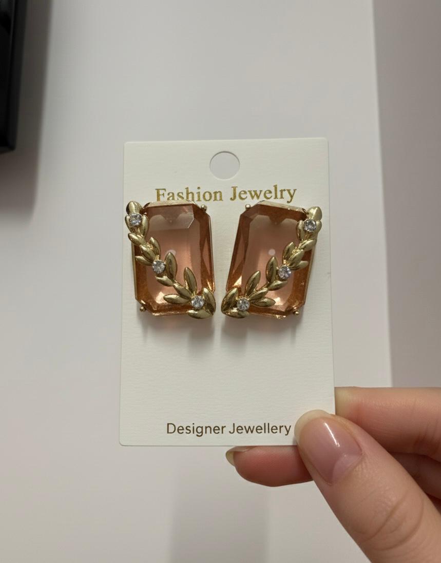 Elegant rectangular royal blue crystal stud earrings