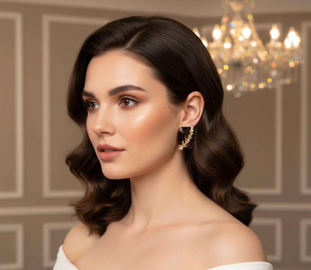 Elegant rectangular royal blue crystal stud earrings