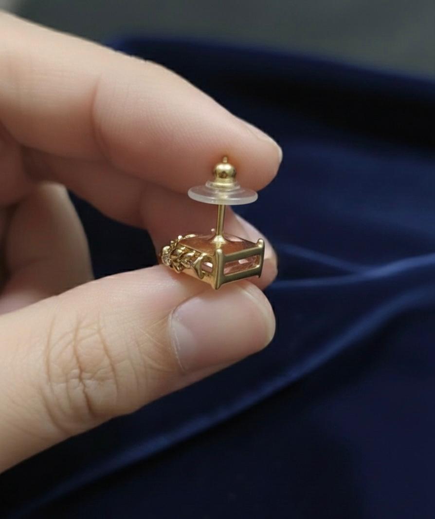 Elegant rectangular royal blue crystal stud earrings