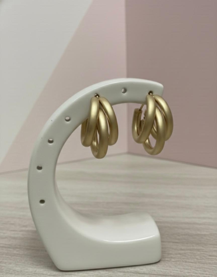 Modern Triple Ring Hoop Earrings