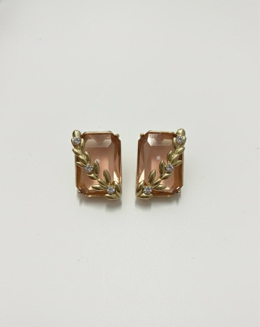 Elegant rectangular royal blue crystal stud earrings