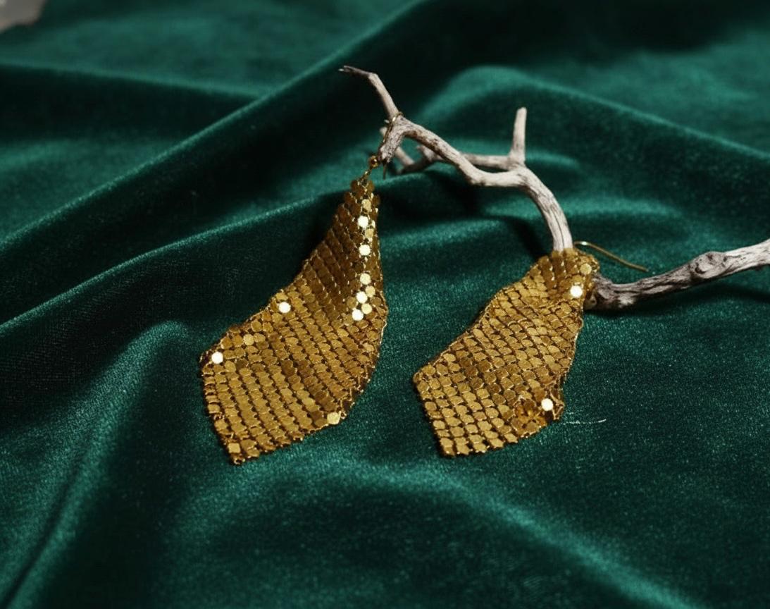 Golden Mesh Dangle Earrings
