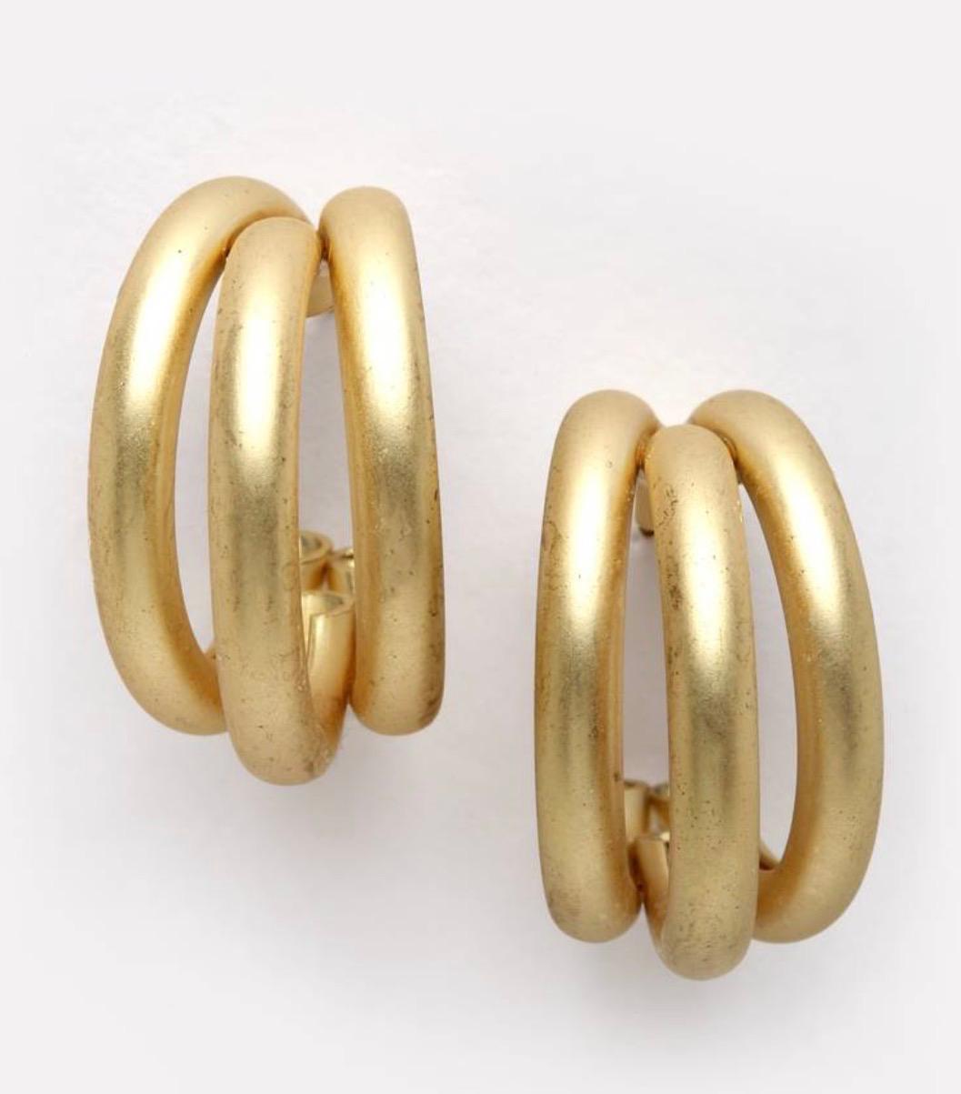 Modern Triple Ring Hoop Earrings
