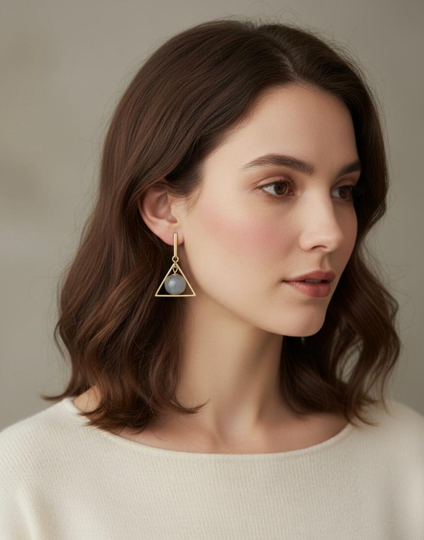 Golden Triangle Drop Earrings