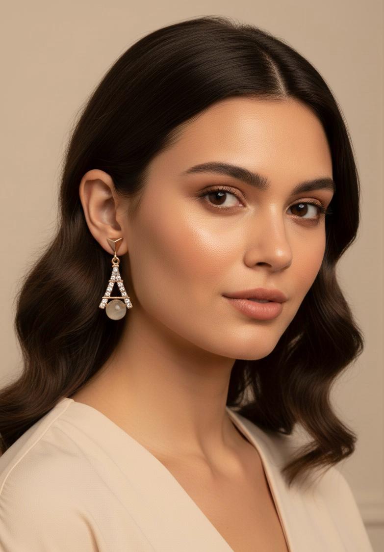 Golden Eiffel Drop Earrings