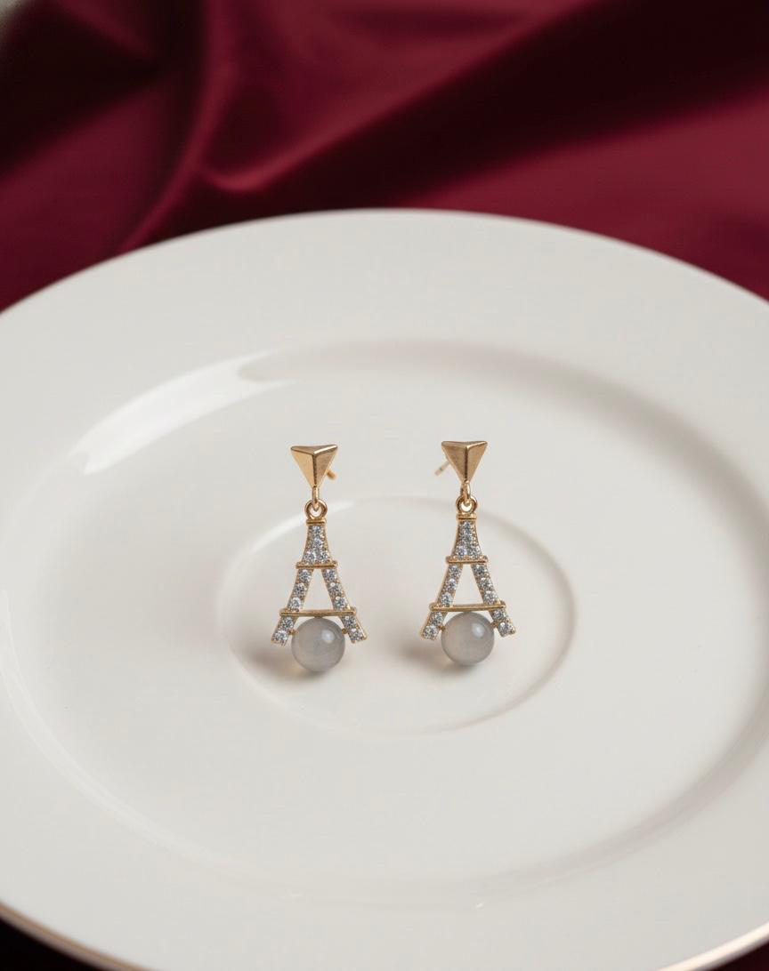 Golden Eiffel Drop Earrings
