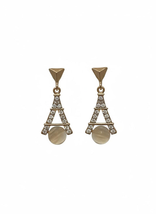 Golden Eiffel Drop Earrings