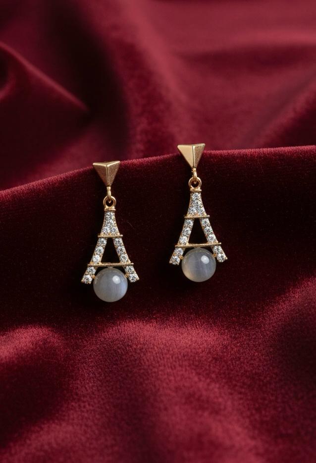 Golden Eiffel Drop Earrings