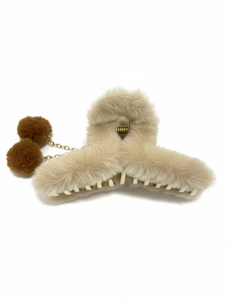 Furry Pom-Pom Hair Claw