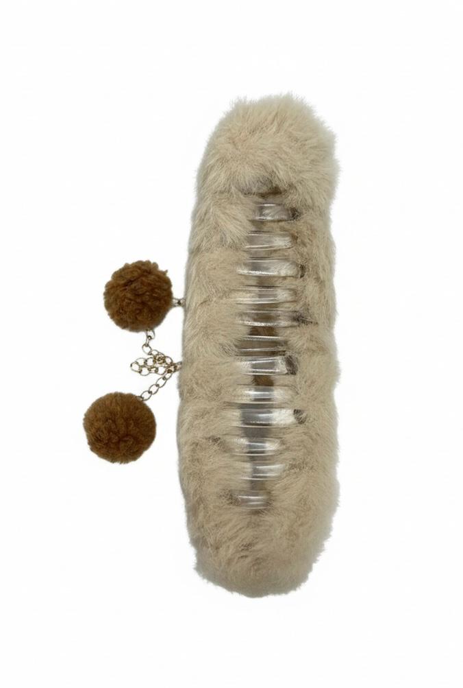 Furry Pom-Pom Hair Claw