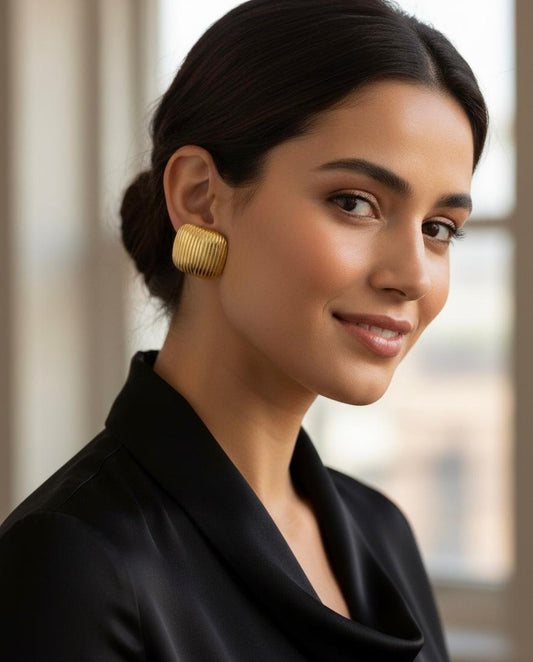 Textured Square Stud Earrings