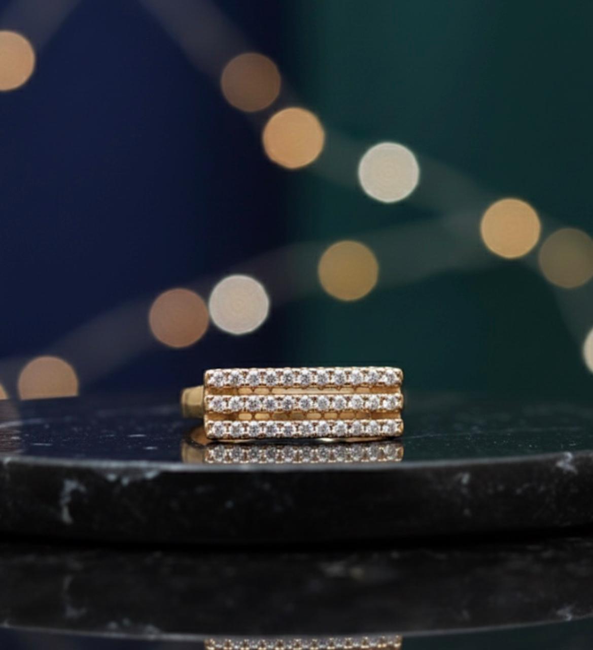 Triple Row Crystal Bar Ring