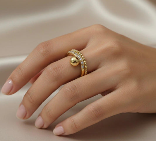 Luna Curve Crystal Ring