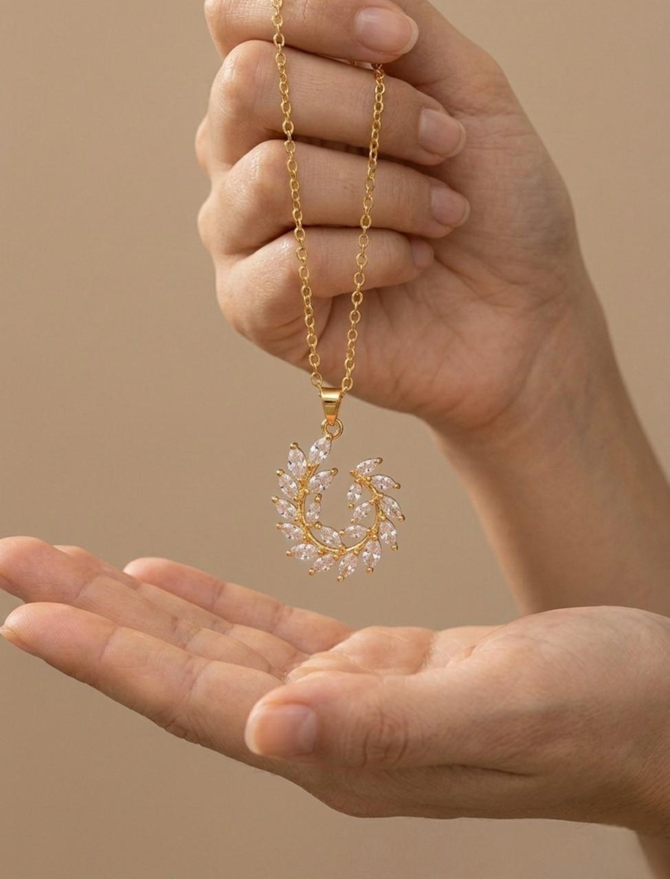 Crystal Leaf Bloom Pendant