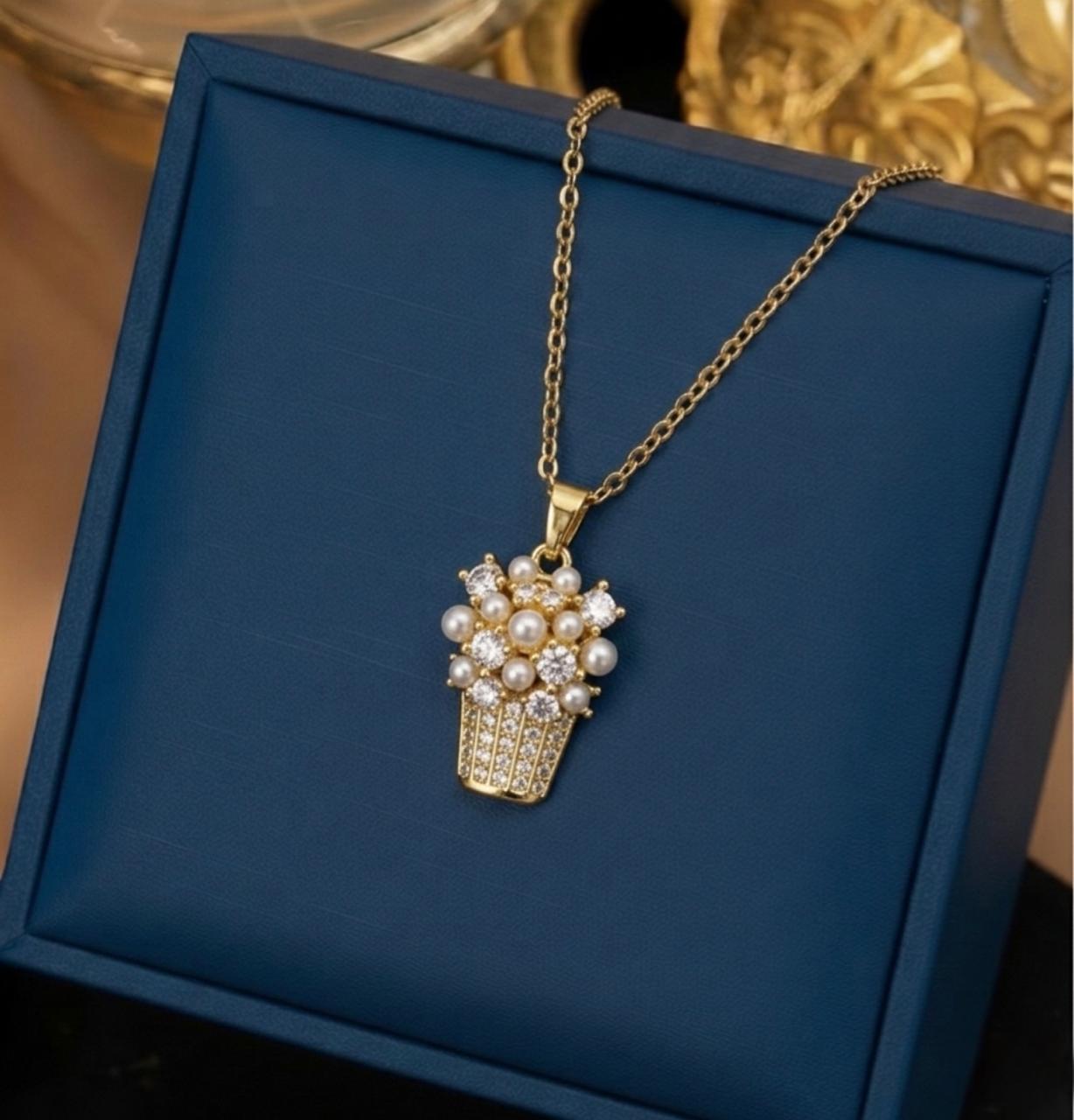 Pearl Blossom Charm Necklace