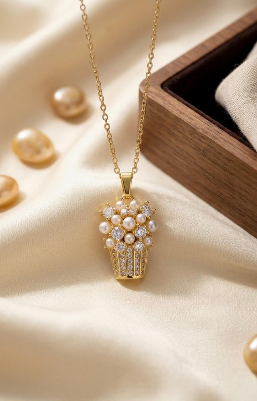 Pearl Blossom Charm Necklace