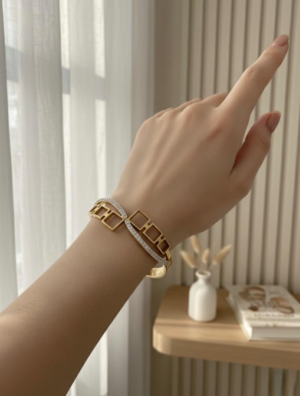 Golden Geometric Grace Bracelet