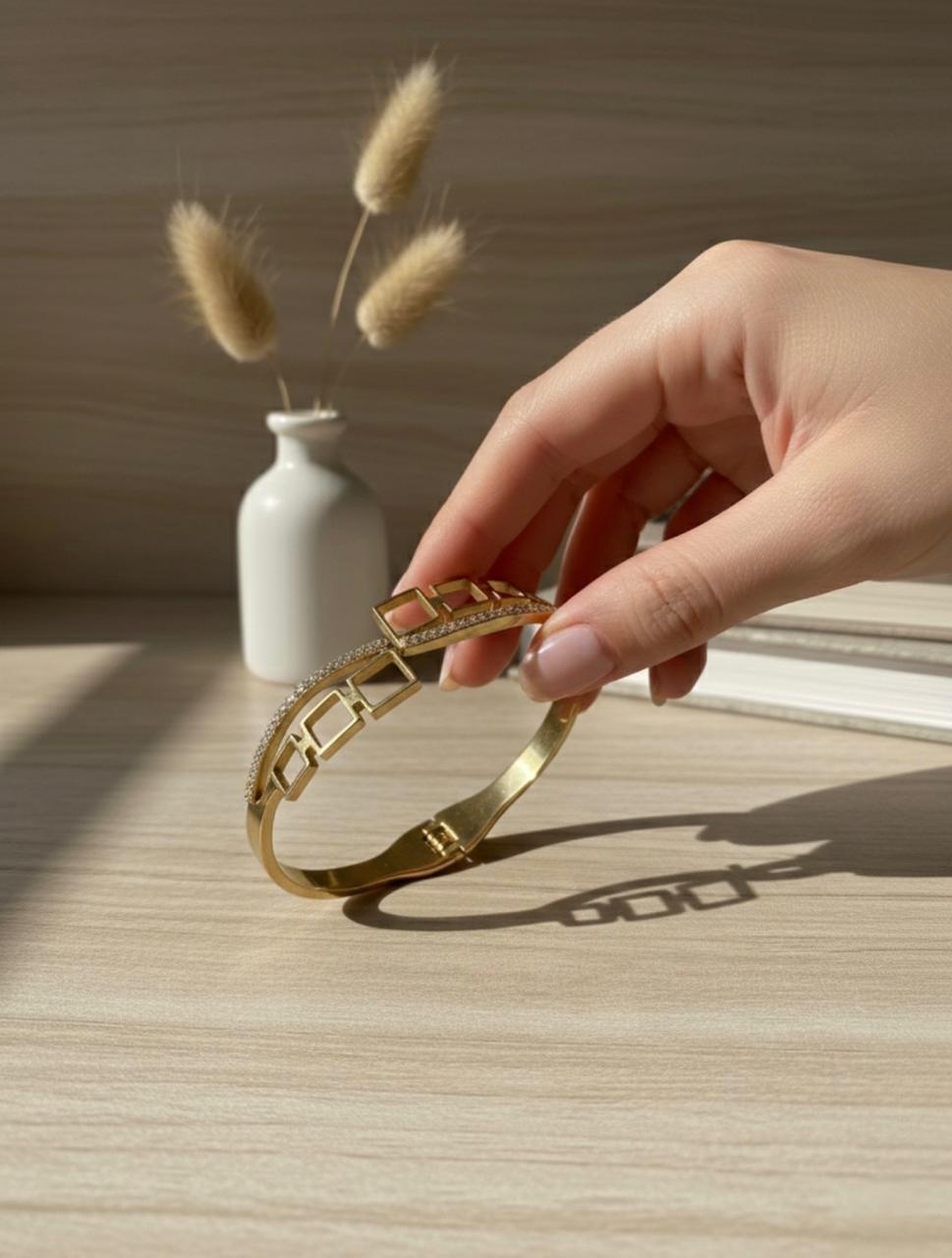Golden Geometric Grace Bracelet