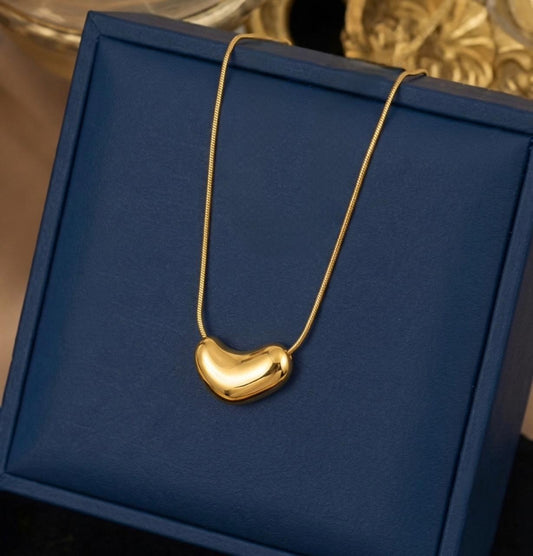 Golden Bean Pendant Necklace