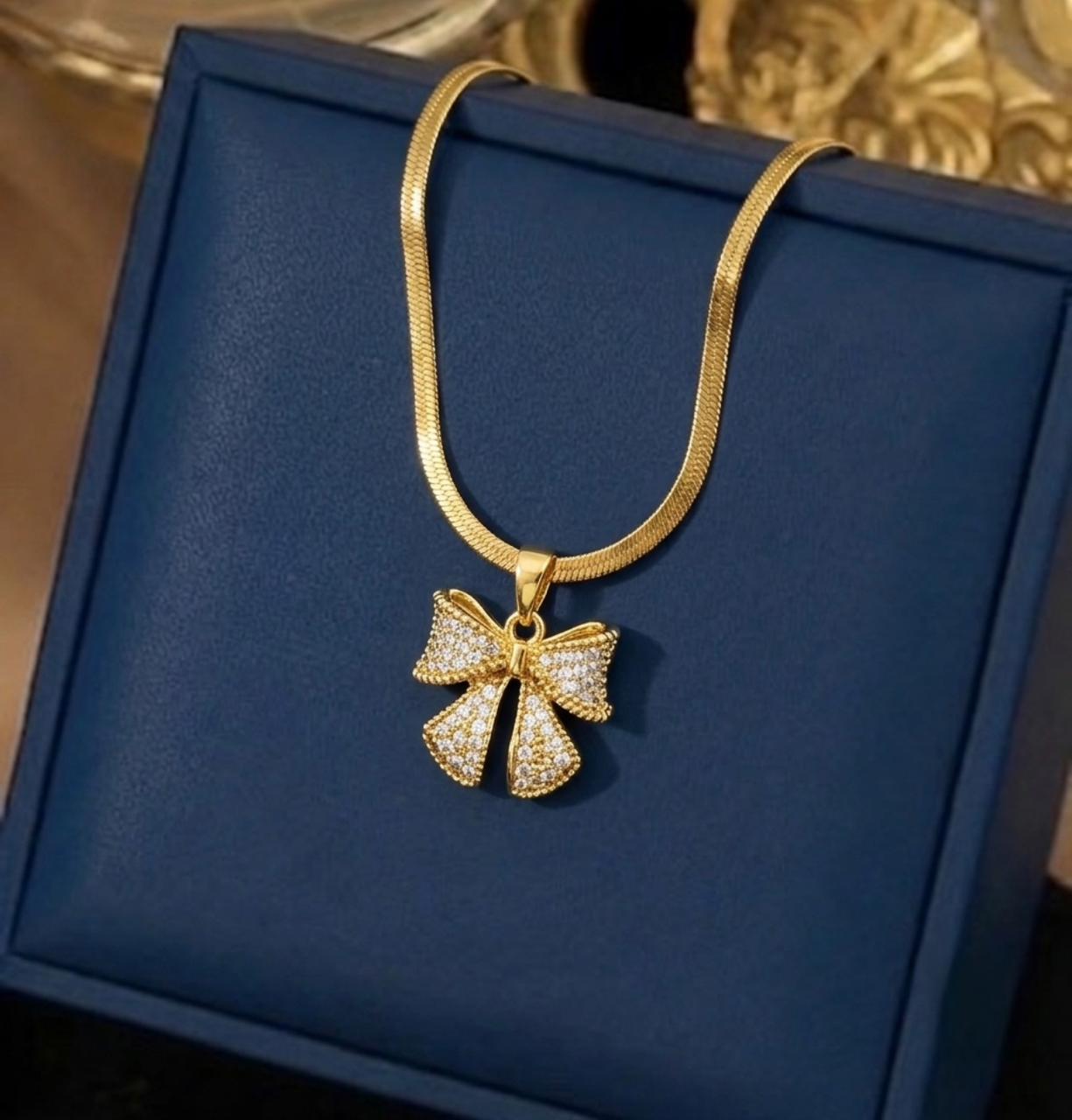 Sparkling Bow Necklace